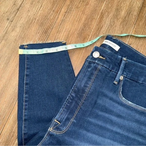 Good American Good Waist Skinny Jeans Raw Hem Plus Size Dark Blue - Picture 4 of 14